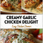 Plate of creamy garlic parmesan chicken topped with herbs and served as a healthy dinner recipe.